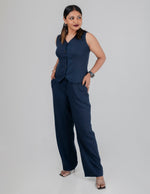 Blue Linen Waist Coat