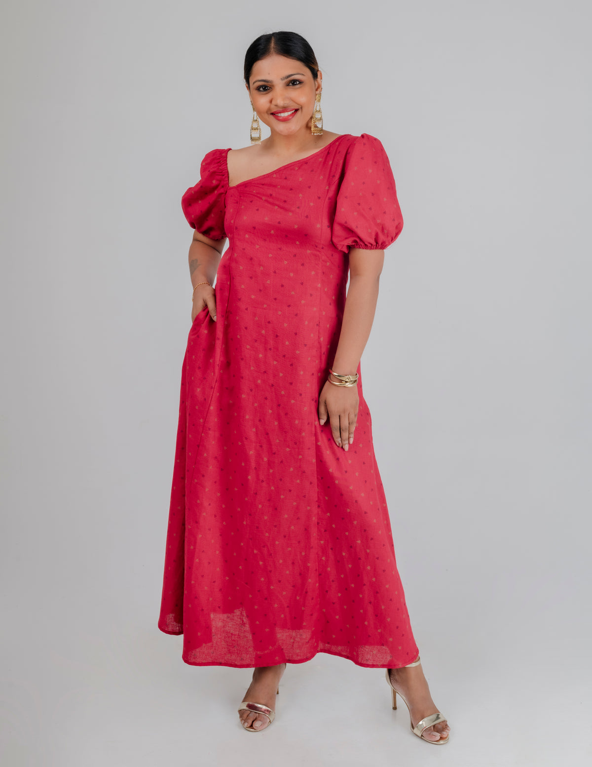 Puff Sleeve Linen Dress