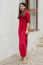Curved Hem Linen Dress