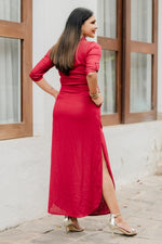 Curved Hem Linen Dress