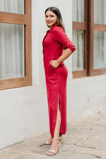 Curved Hem Linen Dress