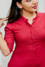 Curved Hem Linen Dress