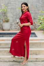 Curved Hem Linen Dress